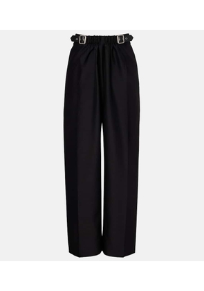 Loewe Gathered wool and silk wide-leg pants