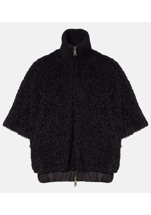 Moncler Reversible leather-trimmed cape