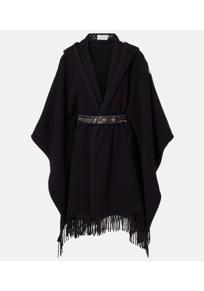 Moncler Fringed virgin wool cape