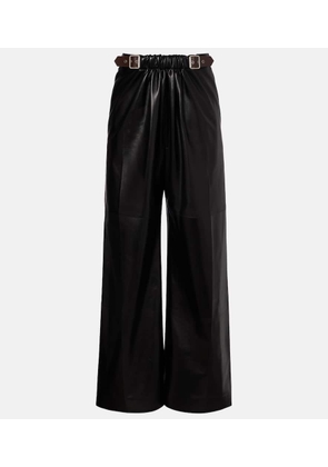Loewe Gathered leather wide-leg pants