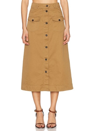 Saint Laurent Button Down Midi Skirt in Chatain - Beige. Size 36 (also in ).