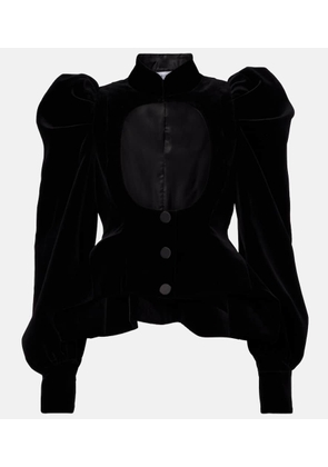 McQueen Cutout ruffled cotton velvet jacket