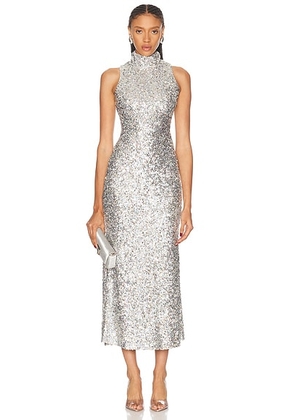 SIMONMILLER Sculpty Sleeveless Sequin Dress in Iridescent in Iiridescent - Metallic Silver. Size 0 (also in ).