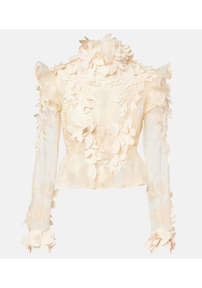 Zimmermann Hypnotic floral-applique silk blouse