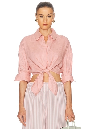 Staud Lisa Linen Top in Faded Blush - Blush. Size L (also in ).