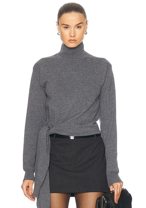 Rohe Twisted Knotted Turtleneck Jumper in Mid Grey Melange - Grey. Size 34 (also in ).