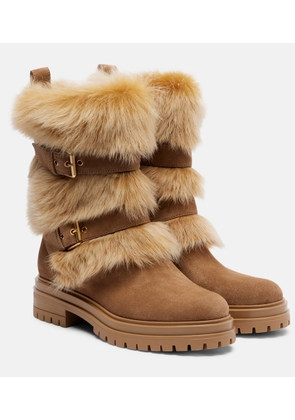 Gianvito Rossi Maverick suede and shearling biker boots