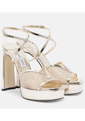 Jimmy Choo Karli 125 mesh and leather platform sandals