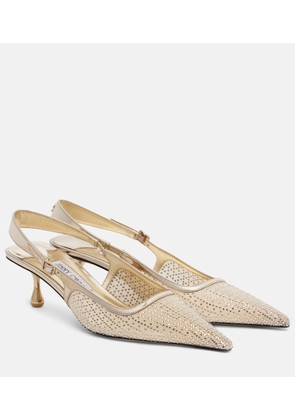 Jimmy Choo Amel 50 embellished mesh slingback pumps