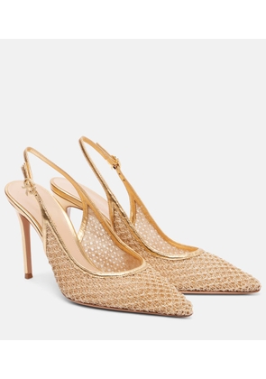 Gianvito Rossi Itaca 95 leather-trimmed slingback pumps