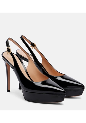 Gianvito Rossi Dasha 115 patent leather platform slingback pumps
