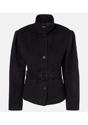 Rotate Marie belted herringbone wool-blend jacket