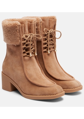 Jimmy Choo Hali shearling-trimmed suede ankle boots