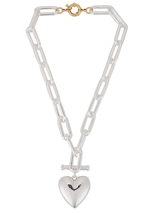 Timeless Pearly Heart Charm Chain Necklace in Silver - Metallic Silver. Size all.
