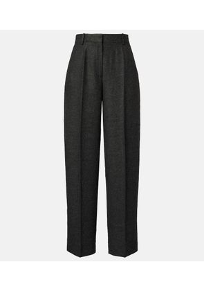Toteme High-rise flannel wide-leg pants