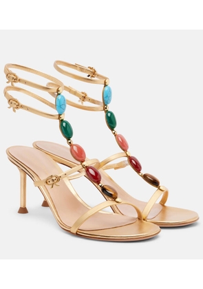 Gianvito Rossi Embellished metallic leather sandals