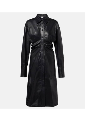 Toteme Ruched leather shirt dress