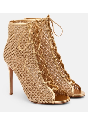 Gianvito Rossi 105 metallic leather-trimmed sandals