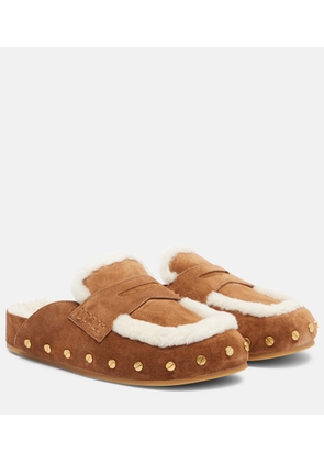 Veronica Beard Fenix shearling-lined suede mules