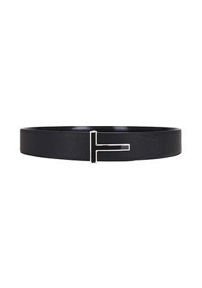 TOM FORD Shiny Smooth Calf Reversible T Belt 40mm in Black - Black. Size 90 (also in ).