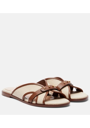 Gianvito Rossi Leather-trimmed canvas slides
