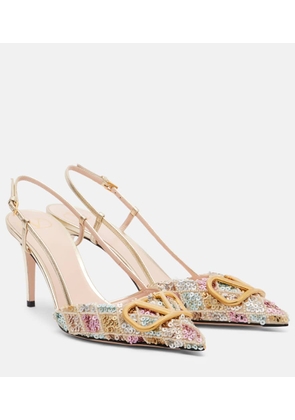 Valentino Garavani VLogo 80 sequined leather slingback pumps