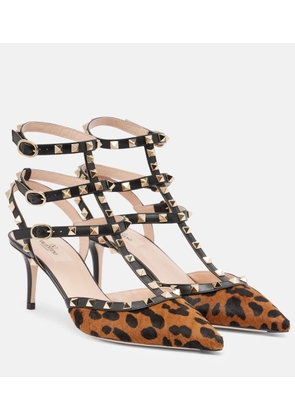 Valentino Garavani Rockstud leopard-print calf-hair sandals