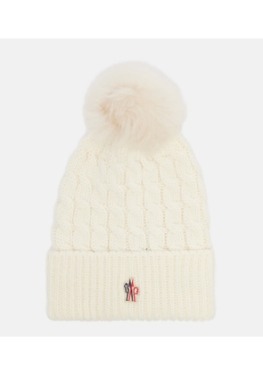 Moncler Logo shearling-trimmed virgin wool beanie