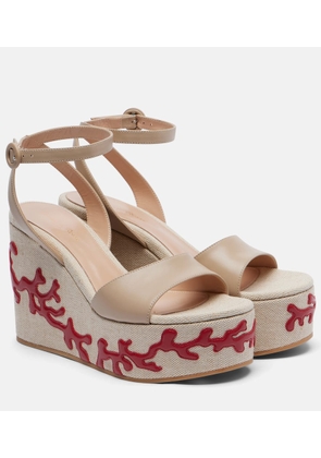 Gianvito Rossi Leather wedge espadrilles
