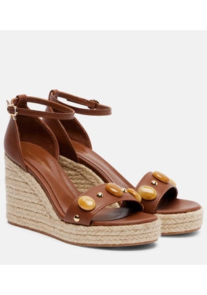 Gianvito Rossi Embellished leather espadrille wedges