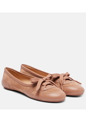 Gianvito Rossi Leather-trimmed suede ballet flats