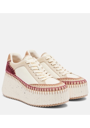 Chloe Nama suede-trimmed leather platform sneakers