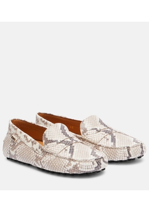 Tod's Gommino snake-effect leather driving shoes