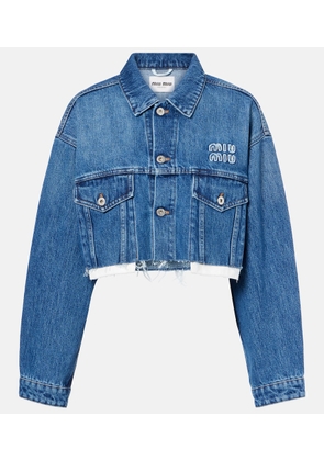Miu Miu Cropped logo denim jacket