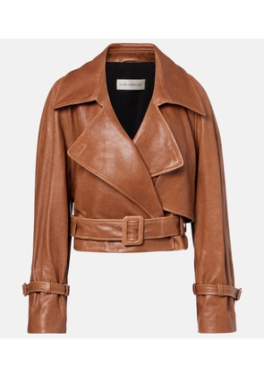 Nour Hammour Hatti cropped leather biker jacket