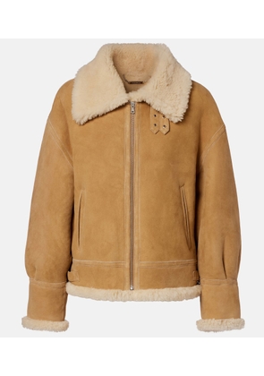 Nour Hammour Portia shearling-lined suede jacket