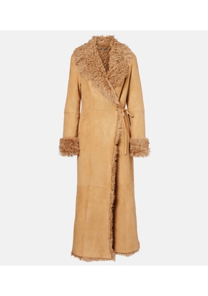 Nour Hammour Joni shearling-lined suede wrap coat