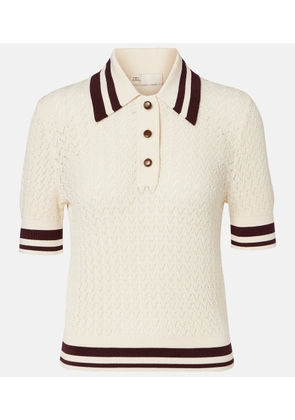 Tory Burch Cotton pointelle polo shirt