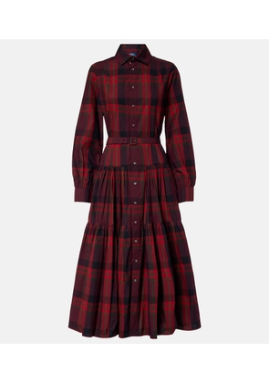Polo Ralph Lauren Belted plaid cotton-blend shirt dress