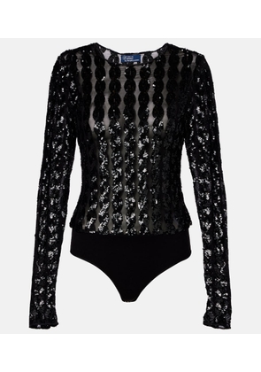 Polo Ralph Lauren Sequined mesh and jersey bodysuit