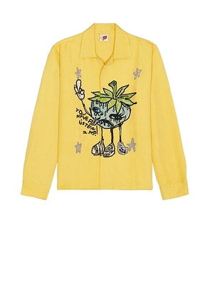 Sky High Farm Workwear Smoke Strawbabies Beaded Shirt in Yellow - Yellow. Size XL/1X (also in ).