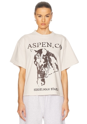 Siegelman Stable x FWRD Crop Tee in White Sand - White. Size L (also in XL/1X).