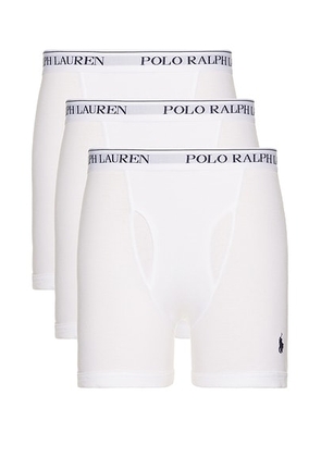 Polo Ralph Lauren Classic Fit Cotton 3 Pack Boxer Brief in White & Cruise Navy PP - White. Size L (also in S, XL/1X, XXL/2X).