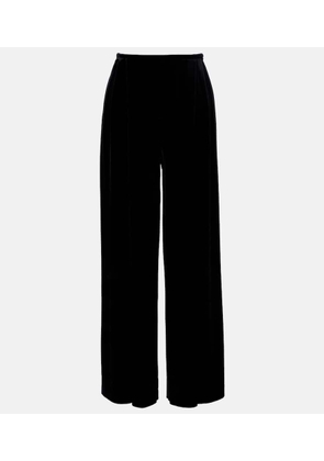 Norma Kamali Pleated high-rise velvet wide-leg pants