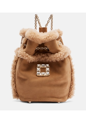 Roger Vivier Tres Vivier suede and shearling backpack