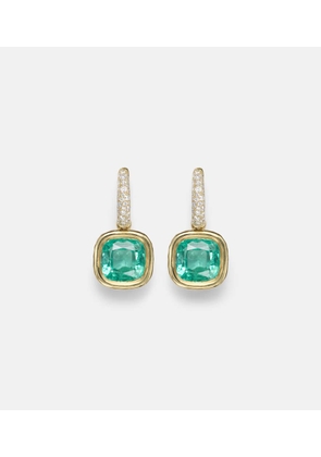 Octavia Elizabeth 18kt gold huggie earrings with emeralds and diamonds