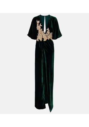 Costarellos Floral velvet maxi dress