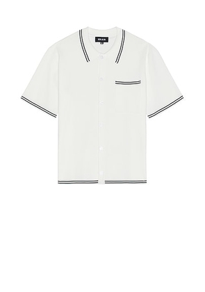 SEROYA Mayson Knit Button Down Shirt in White & Black - White. Size XL/1X (also in ).