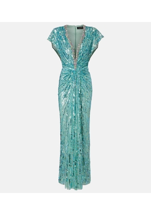 Jenny Packham Lacie gathered embellished gown
