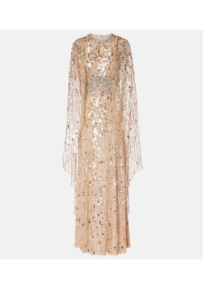 Jenny Packham Honey Dew caped embellished gown